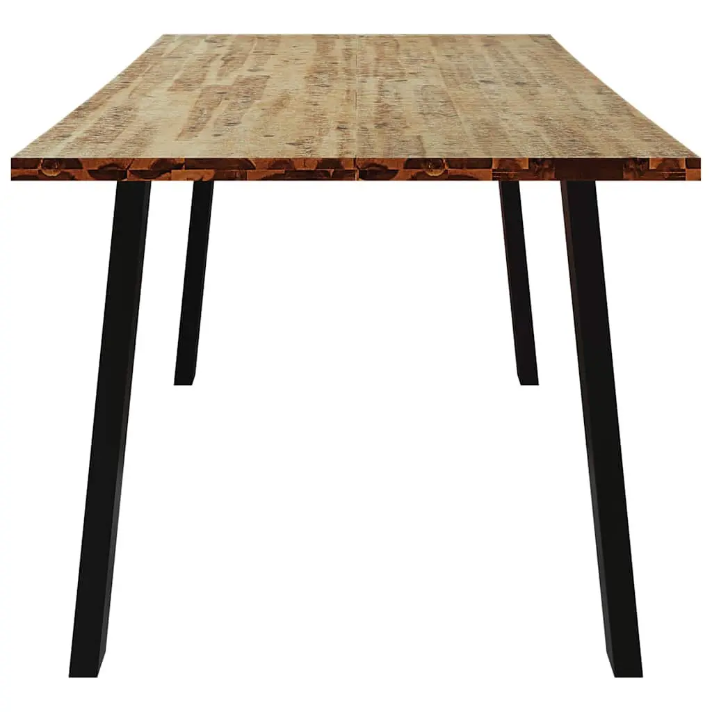 Dining Table Solid Acacia Wood Top Steel Legs 150x90x75cm Brown Kitchen Furniture