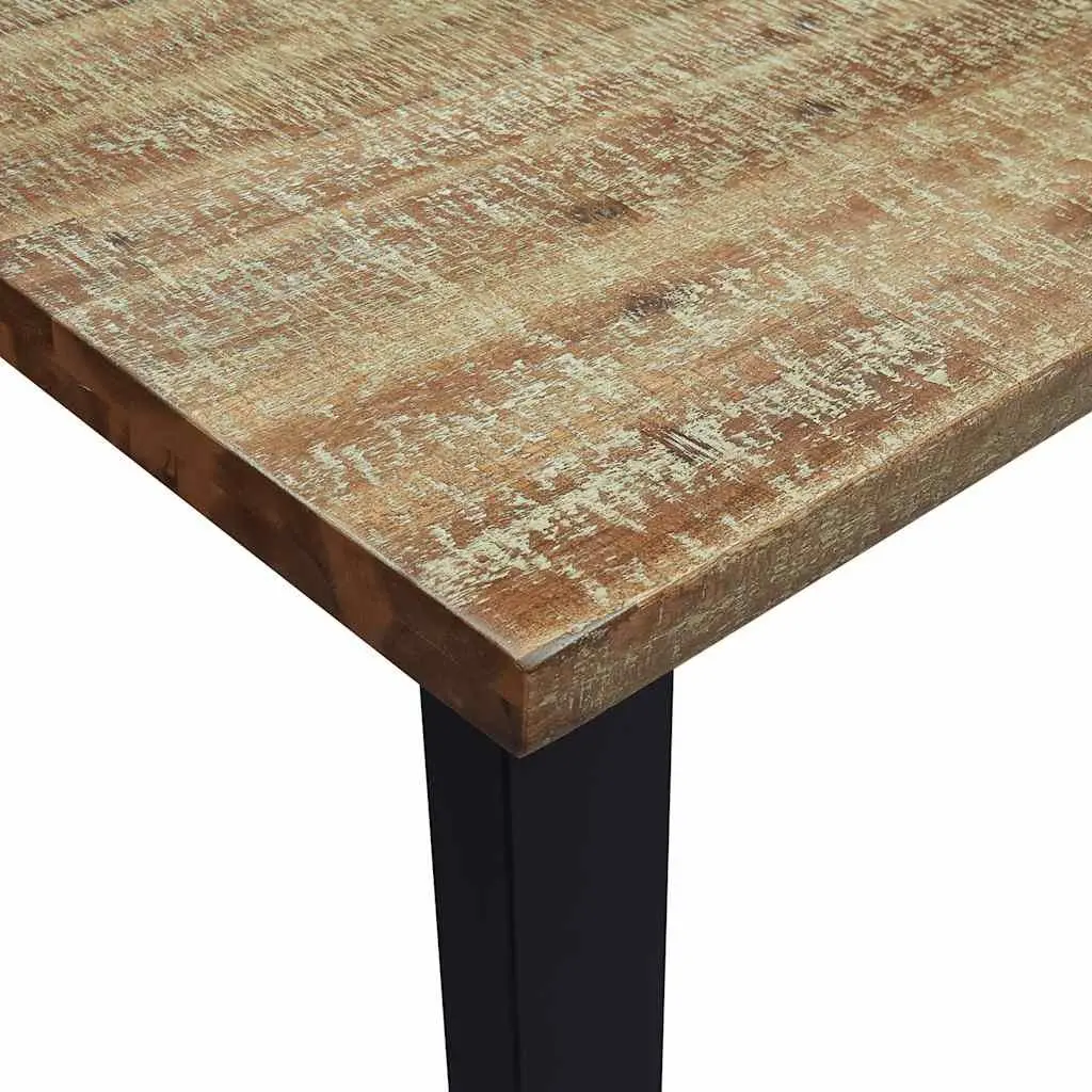 Dining Table Solid Acacia Wood Top Steel Legs 150x90x75cm Brown Kitchen Furniture