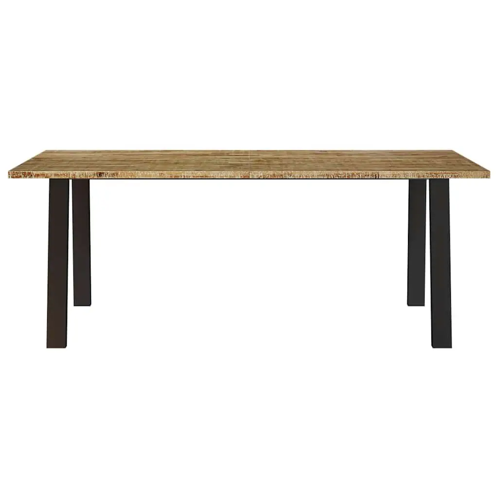 Dining Table Solid Acacia Wood Brown 200x90x75 cm Industrial Powder Coated Steel Legs