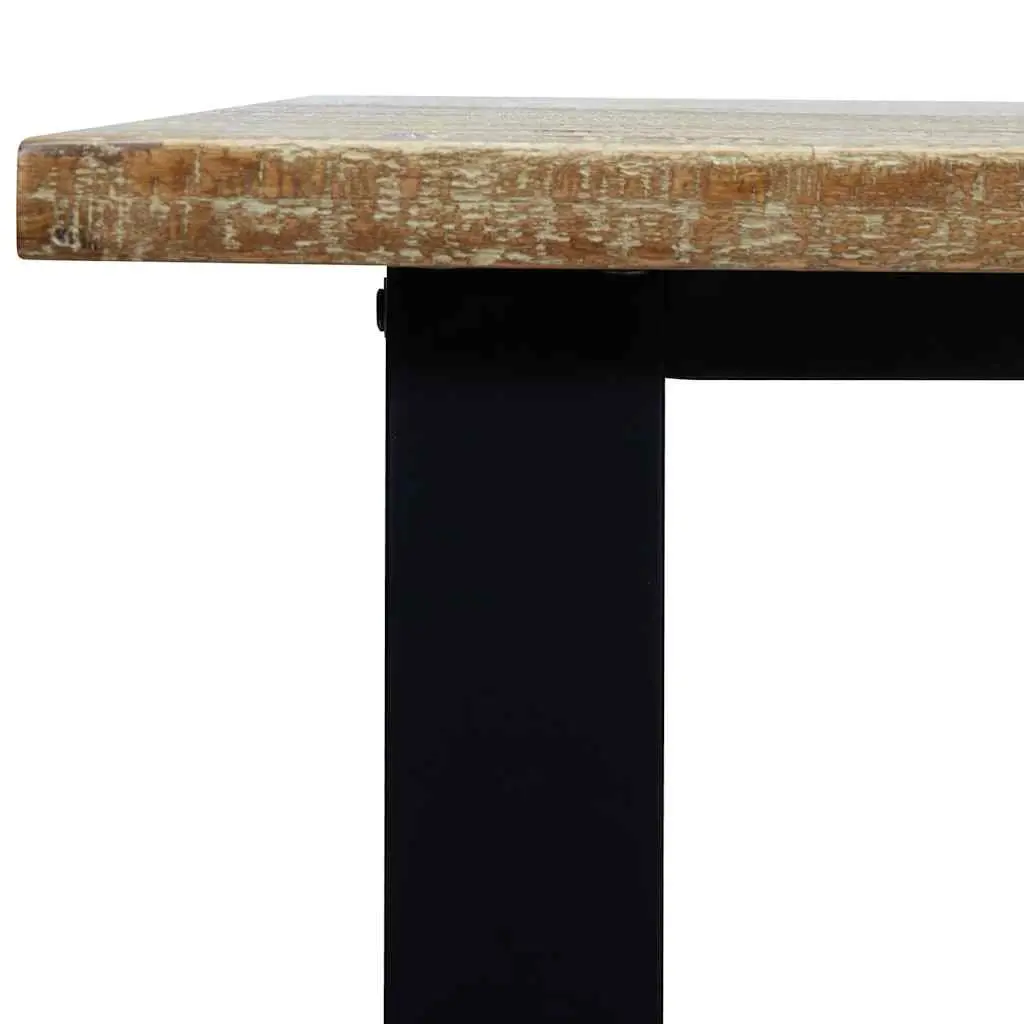 Dining Table Solid Acacia Wood Brown 200x90x75 cm Industrial Powder Coated Steel Legs
