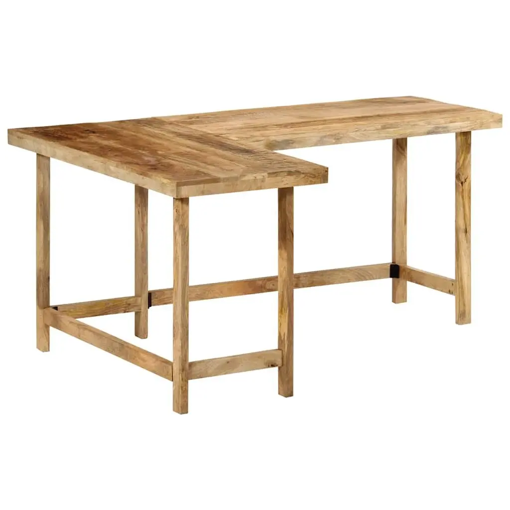 L-Shaped Solid Mango Wood Desk 165x110x75cm Brown