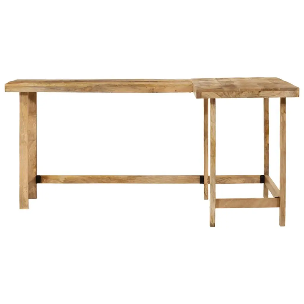L-Shaped Solid Mango Wood Desk 165x110x75cm Brown