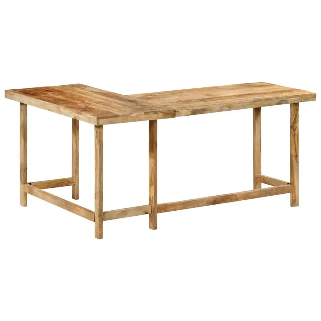 L-Shaped Solid Mango Wood Desk 165x110x75cm Brown