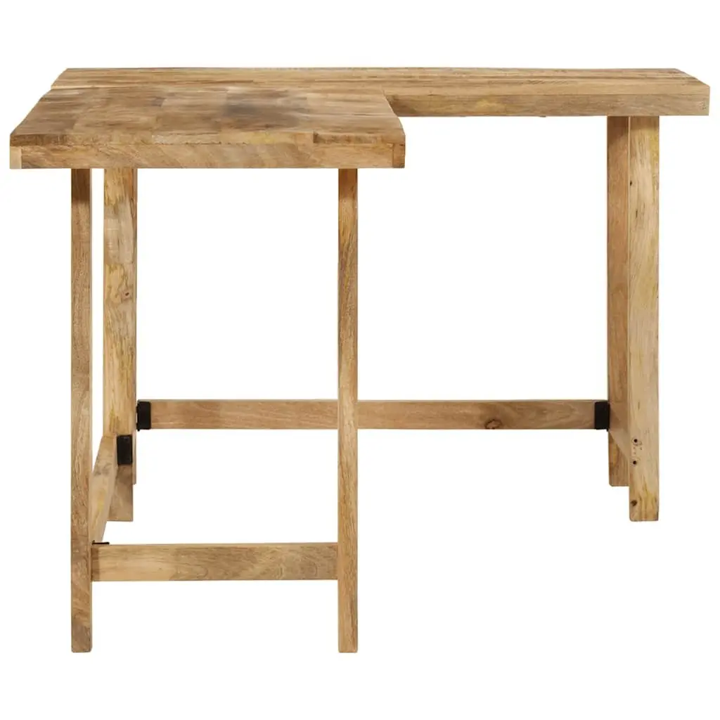 L-Shaped Solid Mango Wood Desk 165x110x75cm Brown