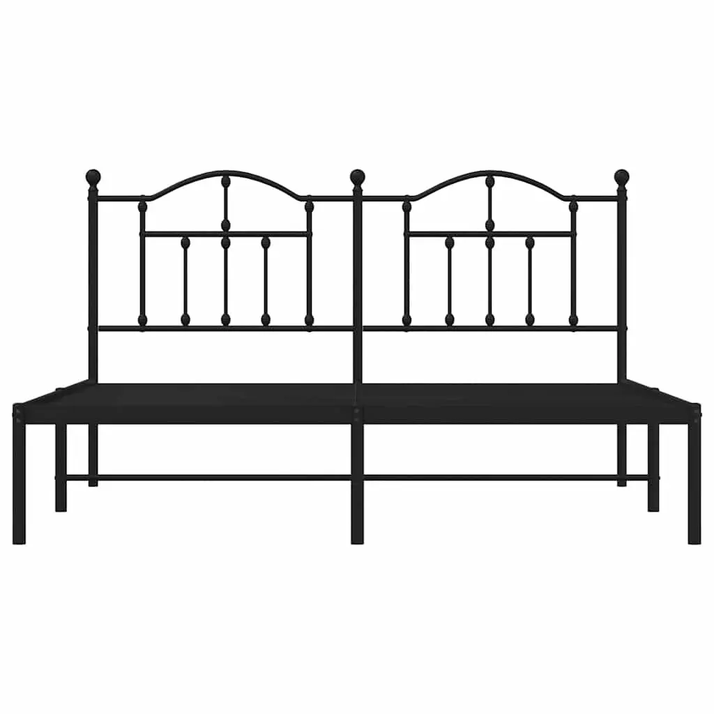 Metal Bed Frame King Powder-coated Steel 183x203 cm Slatted Base Black