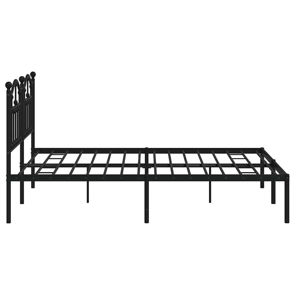 Metal Bed Frame King Powder-coated Steel 183x203 cm Slatted Base Black