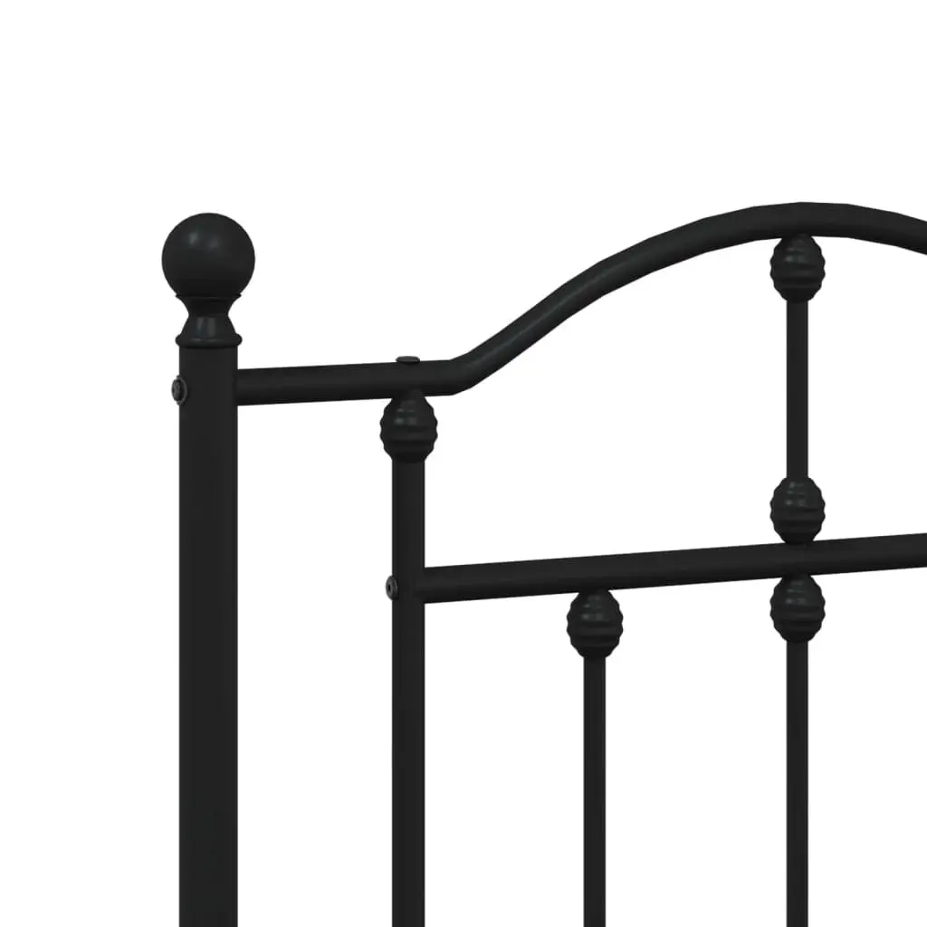Metal Bed Frame King Size 183x203 cm with Footboard Headboard Black Steel