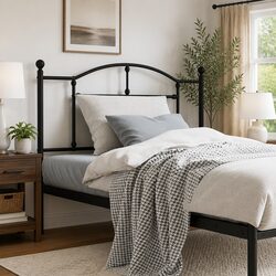 Practical Black Metal Headboard for Everyday Use