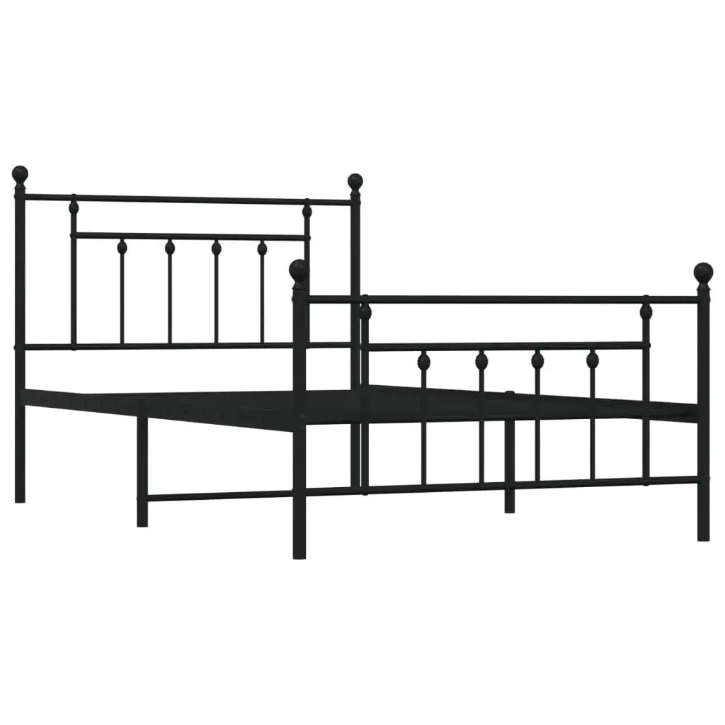 King Single Metal Bed Frame Black Steel 107x203cm with Footboard Durable Construction for Bedroom Furniture