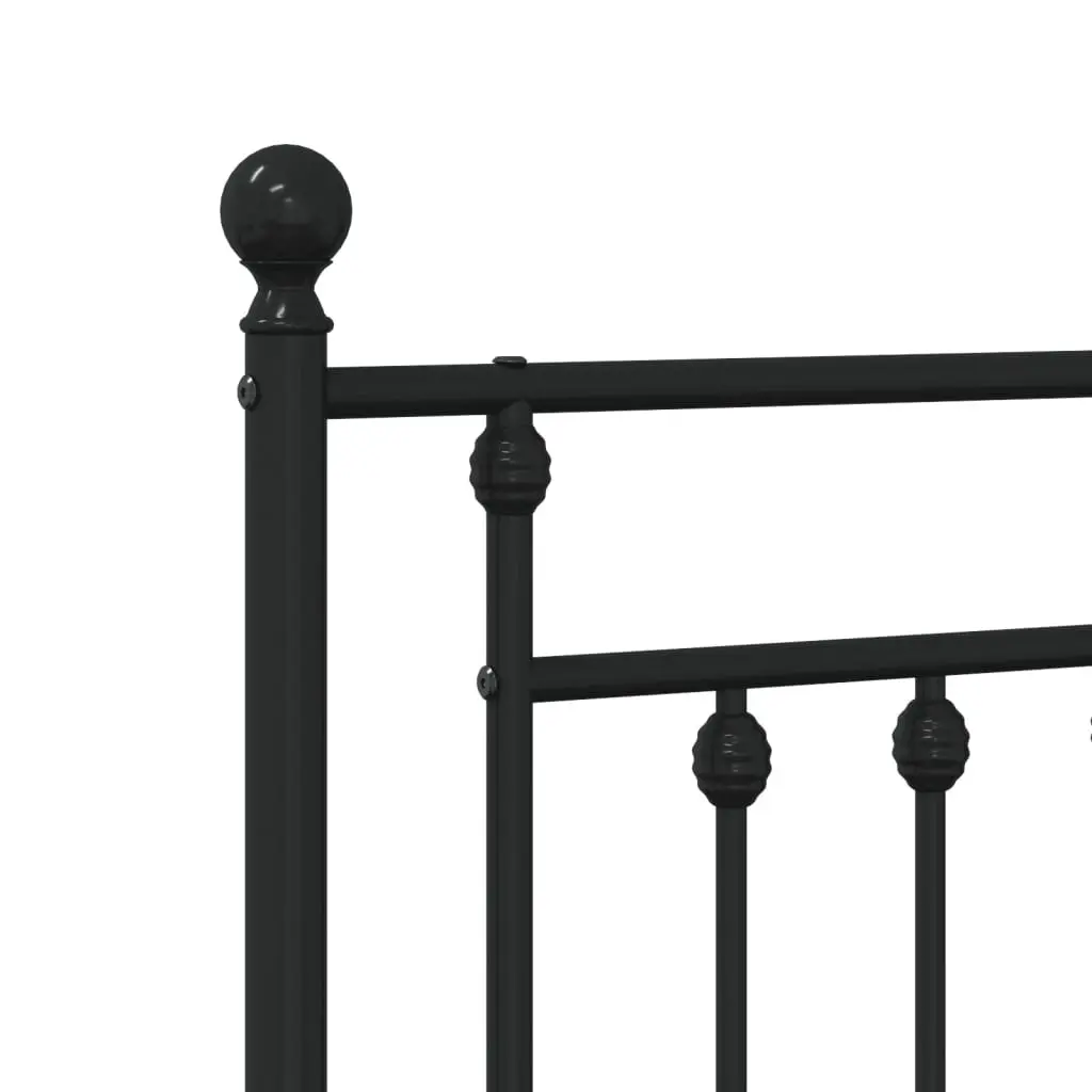 King Single Metal Bed Frame Black Steel 107x203cm with Footboard Durable Construction for Bedroom Furniture