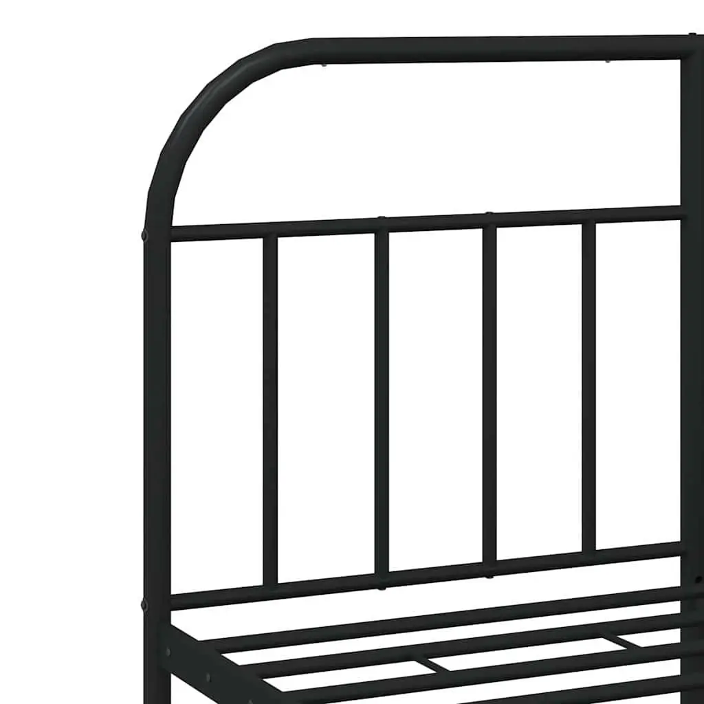 Metal Bed Frame with Slatted Base Black Steel 150x200 cm Integrated Headboard
