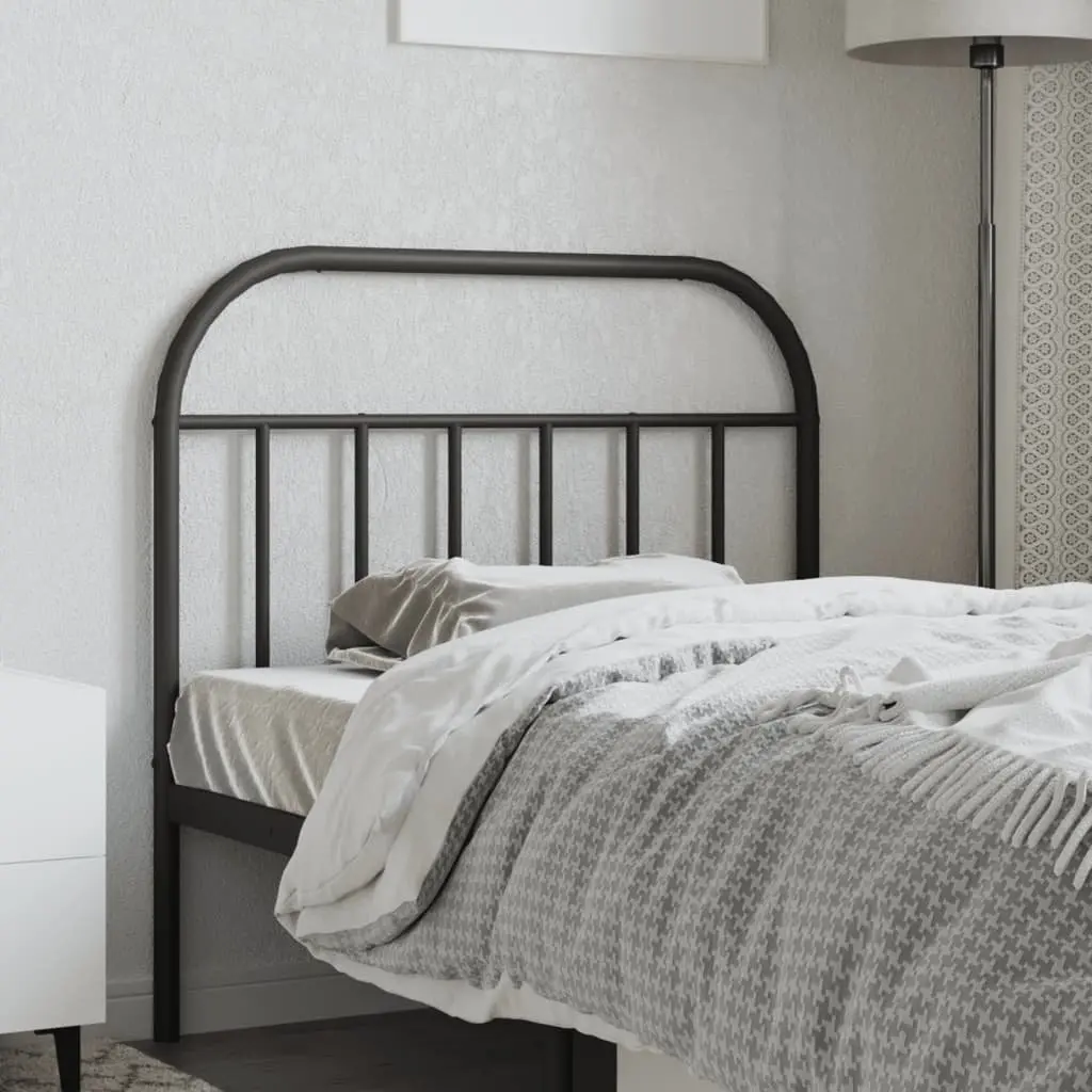 Metal Headboard Powder-Coated Steel 107cm Black Bed Frame Accessory