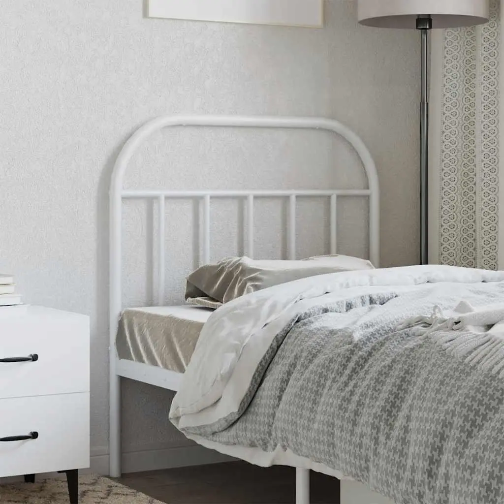 Metal Headboard Powder Coated Steel White 90 cm Sturdy Back Support for Bedroom