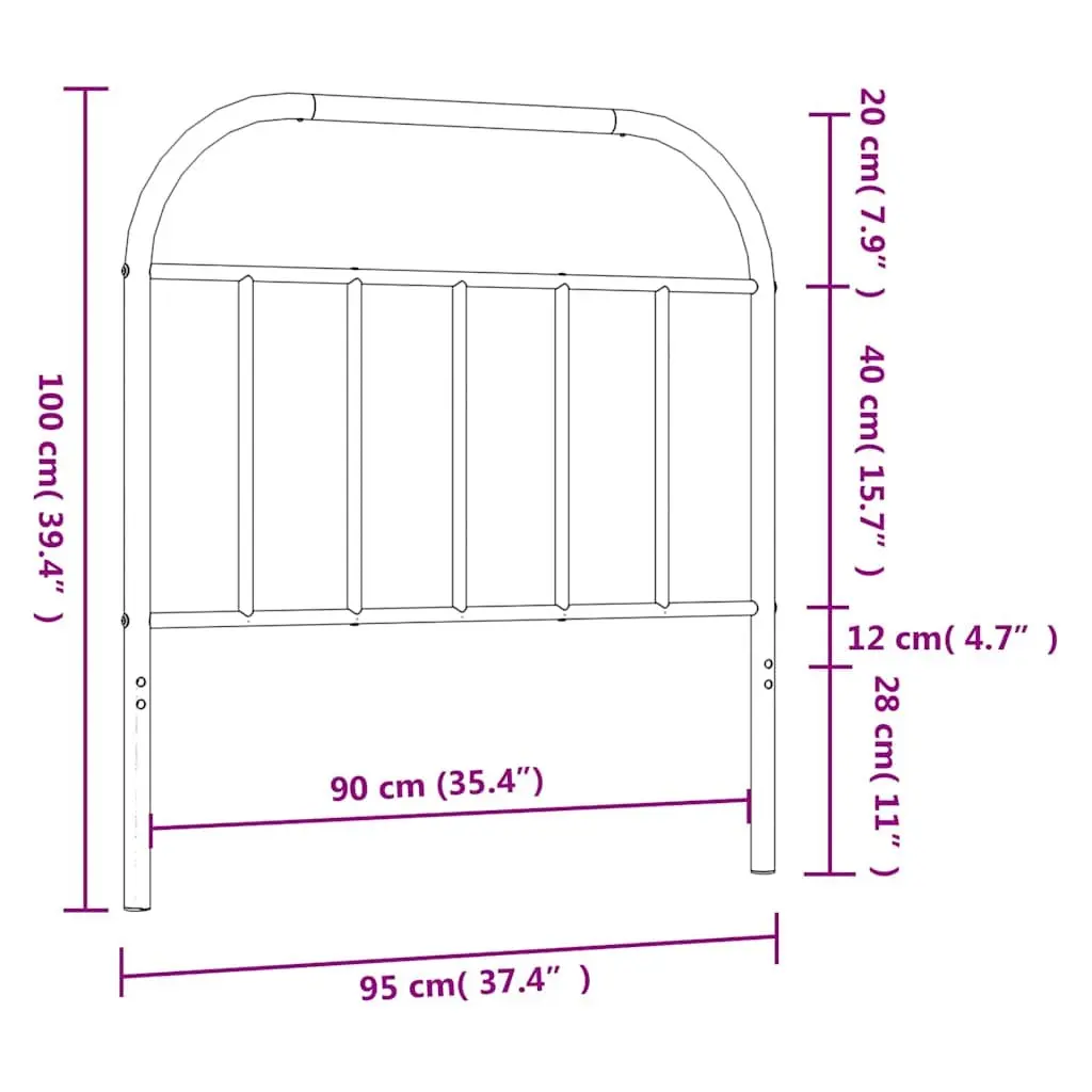 Metal Headboard Powder Coated Steel White 90 cm Sturdy Back Support for Bedroom