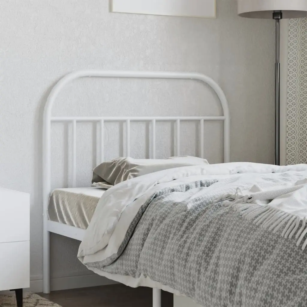 Metal Headboard White 107 cm Bedroom Bed Header with Sturdy Legs Back Support