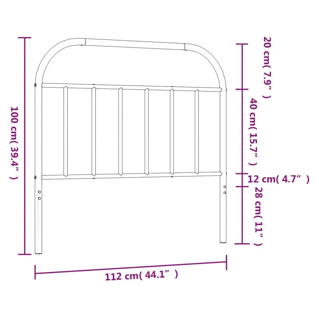 Metal Headboard White 107 cm Bedroom Bed Header with Sturdy Legs Back Support