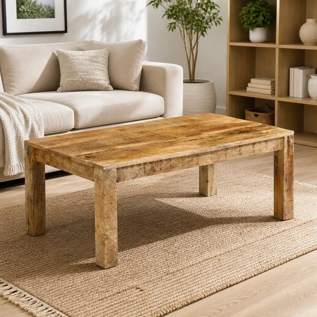 Rustic Vintage Coffee Table Solid Mango Wood Brown 100x55x40 cm Living Room