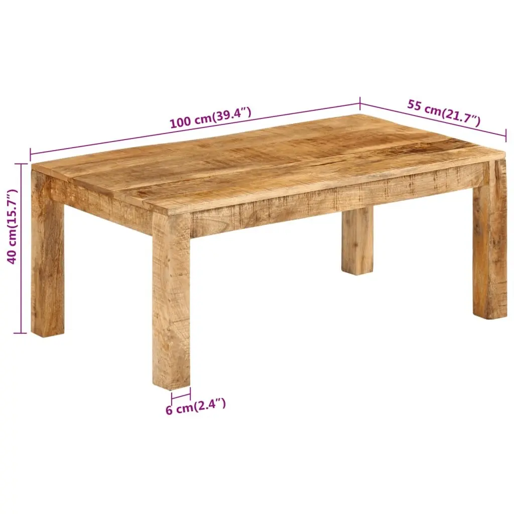 Rustic Vintage Coffee Table Solid Mango Wood Brown 100x55x40 cm Living Room