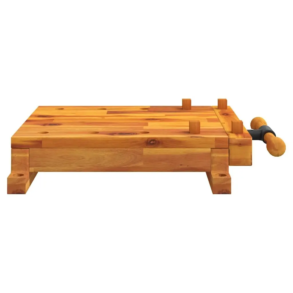 Workbench Surface Solid Acacia Wood 52x44x9.5cm Brown with Vice