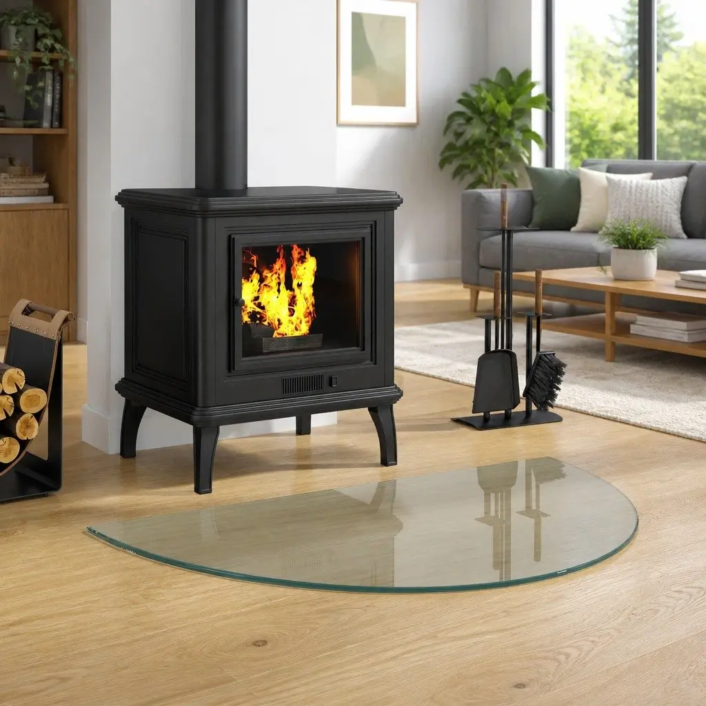 Hearth Pad Glass Floor Protection Tempered Transparent 800x500mm