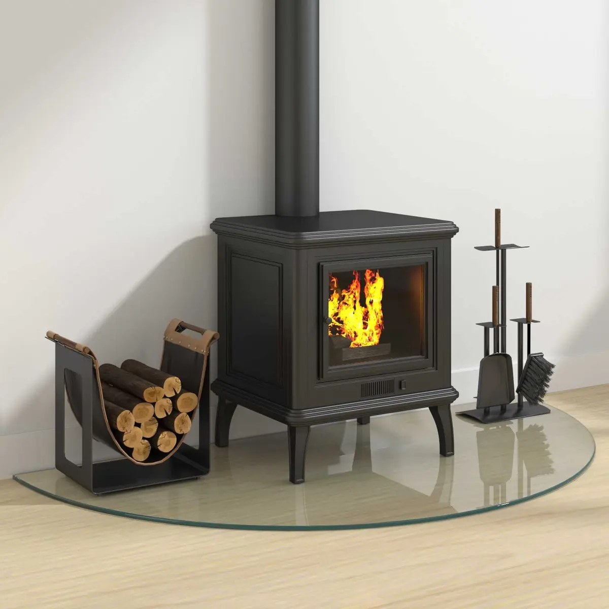 Fireplace Hearth Pad Tempered Glass Transparent 1200x600mm Heat Resistant Floor Protection