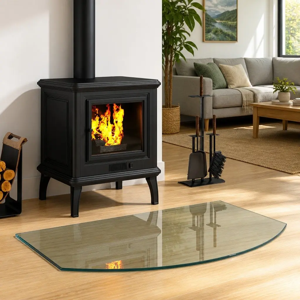 Fireplace Hearth Pad Tempered Glass 80 x 50 cm Transparent Floor Protector