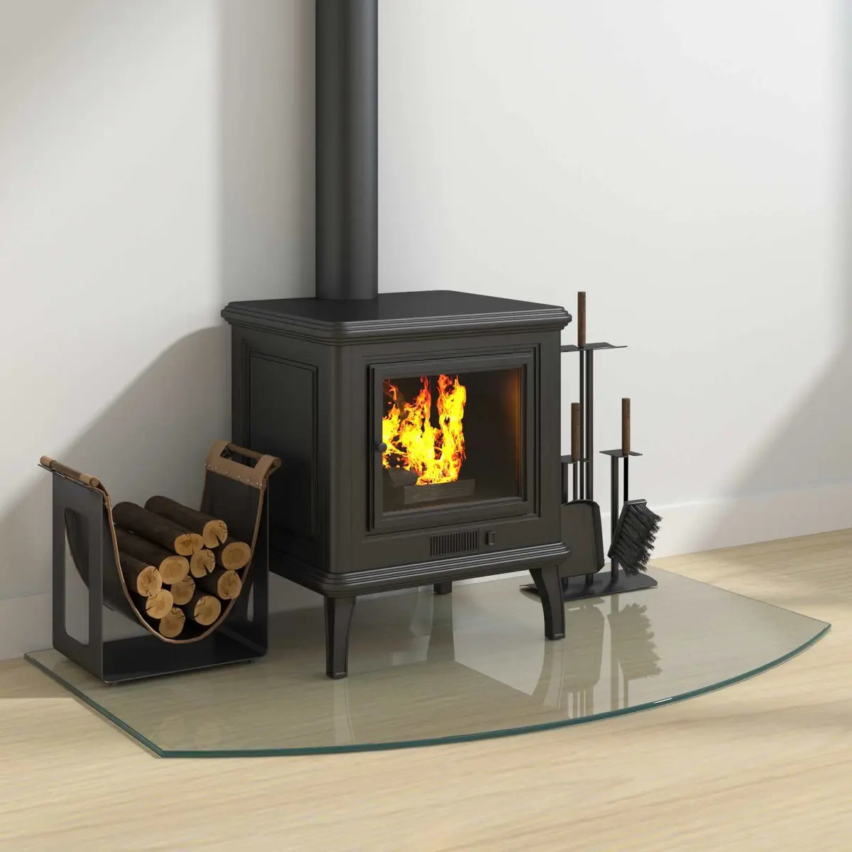 Fireplace Glass Plate Tempered Glass 100 x 60 cm Transparent Heat Resistant Floor Protector
