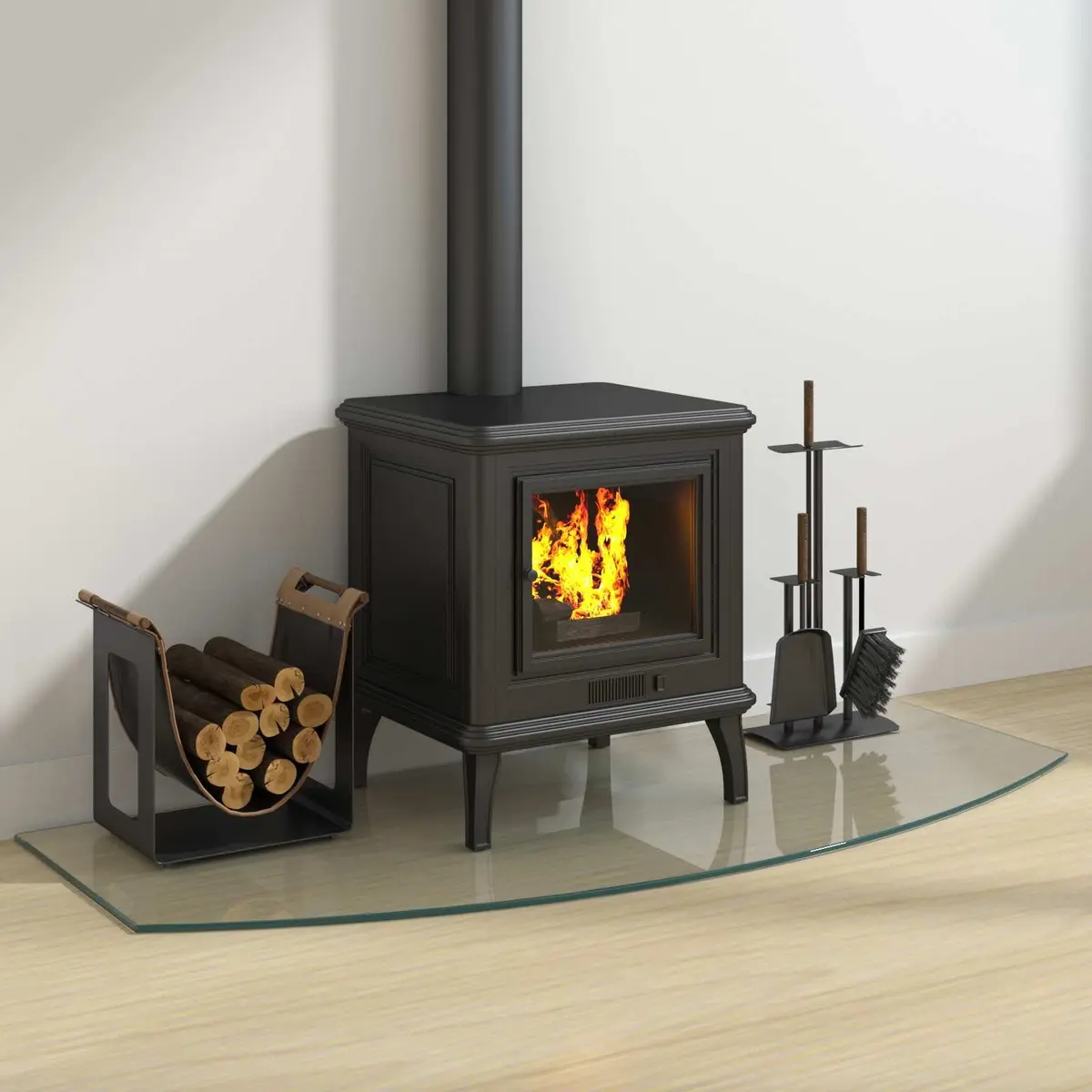 Heat Resistant Fireplace Hearth Pad Tempered Glass 120x50cm Transparent Floor Protector