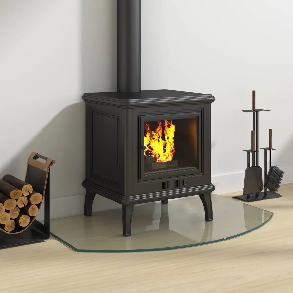 Fireplace Hearth Pad Transparent Tempered Glass 80x50cm Floor Protector