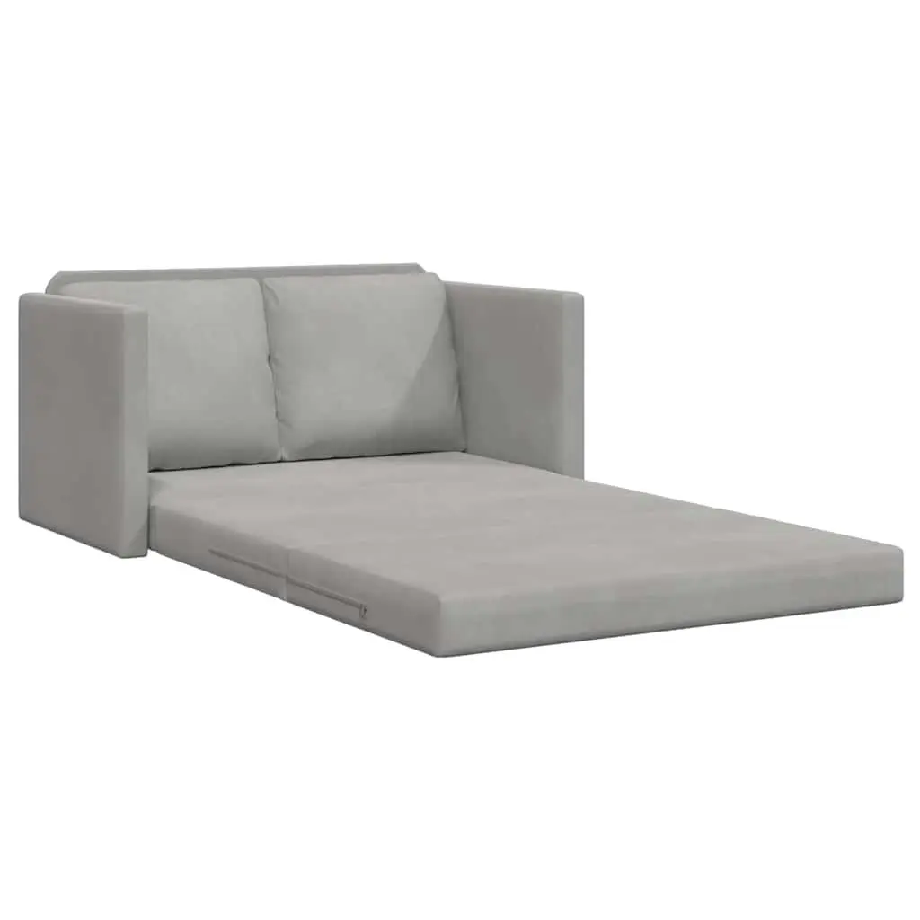 Floor Sofa Bed Convertible Velvet 2-in-1 Loveseat Grey