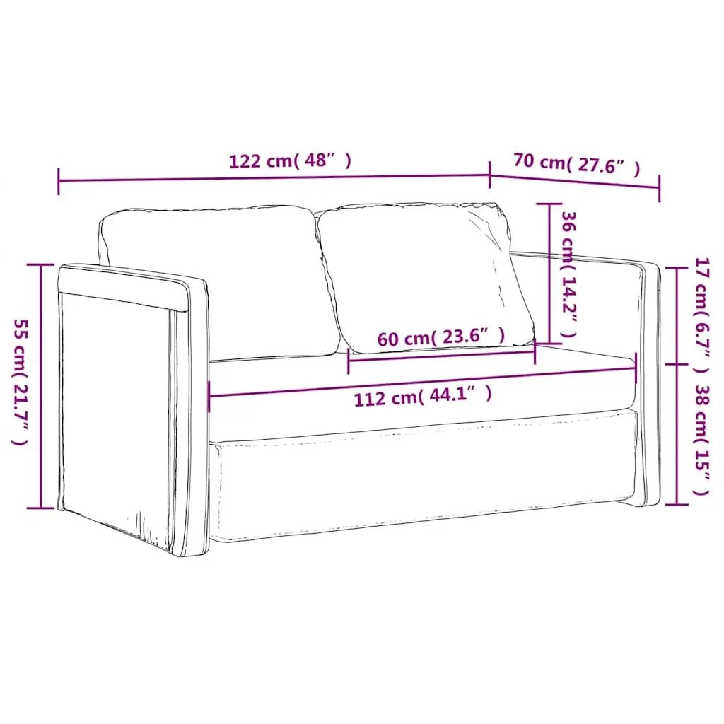 Floor Sofa Bed 2-in-1 Convertible Loveseat Double Bed Black Velvet Folding
