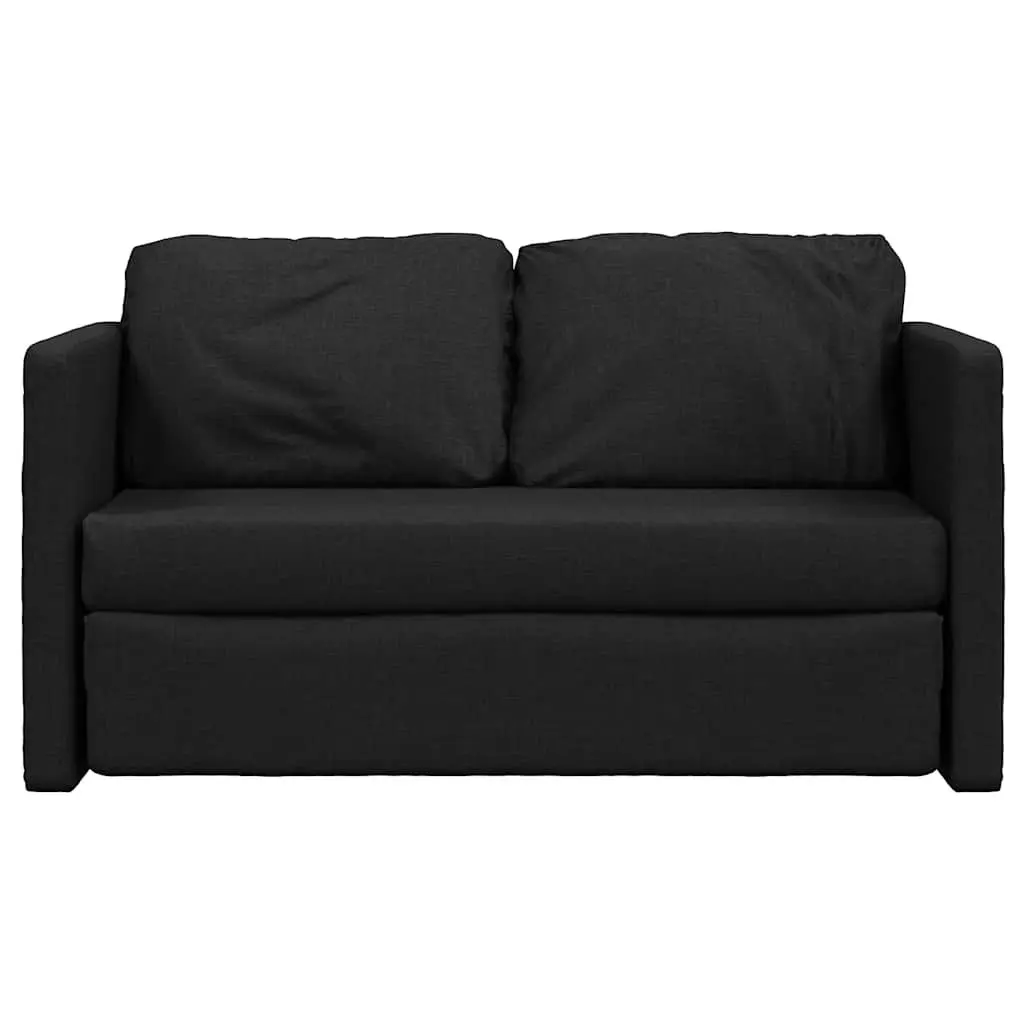 Floor Sofa Bed Convertible Fabric 2-in-1 Loveseat Black