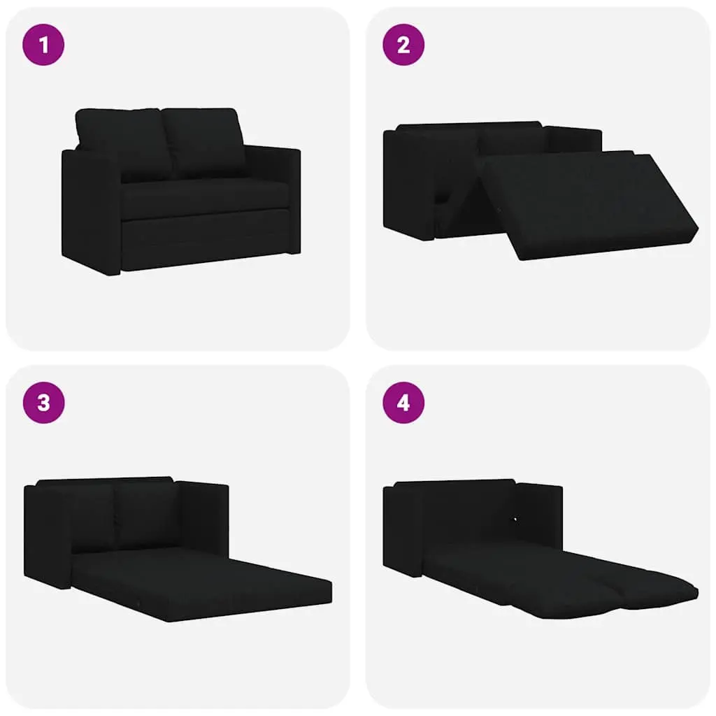 Floor Sofa Bed Convertible Fabric 2-in-1 Loveseat Black