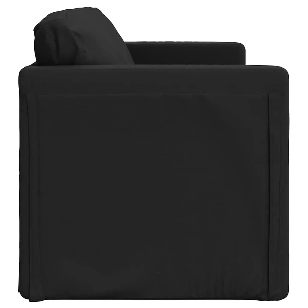 Floor Sofa Bed 2-in-1 Convertible Loveseat Double Bed Faux Leather Black