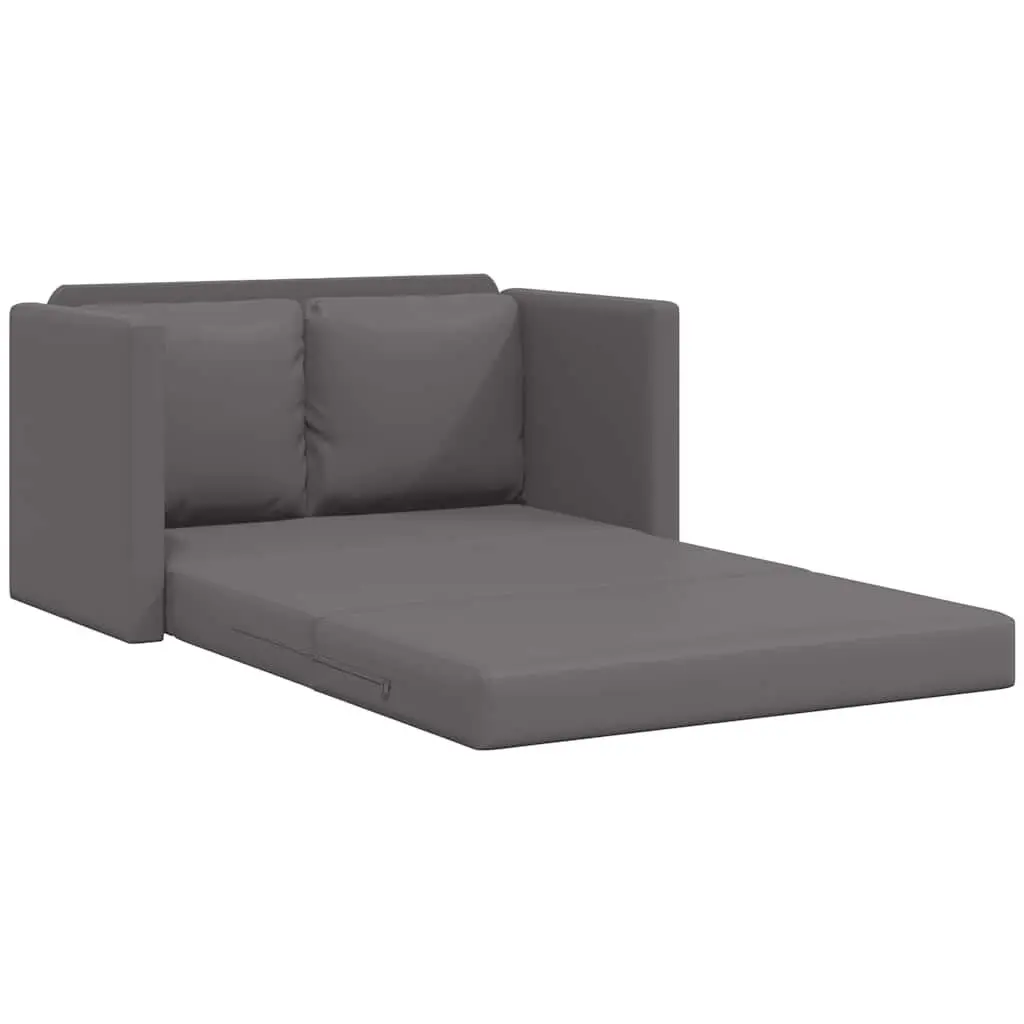 Floor Sofa Bed Convertible Faux Leather Grey 2-in-1 Loveseat