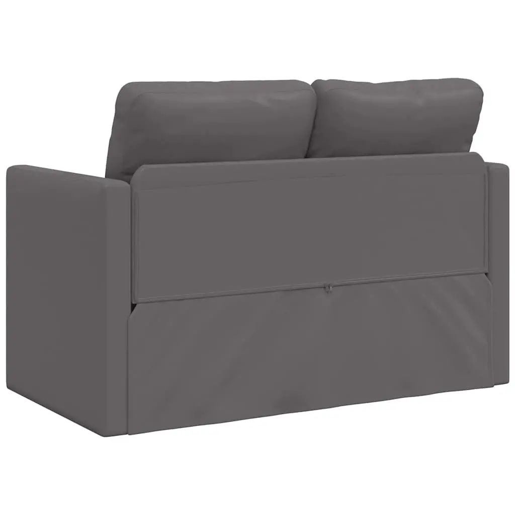 Floor Sofa Bed Convertible Faux Leather Grey 2-in-1 Loveseat