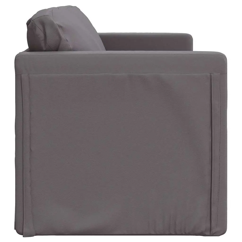 Floor Sofa Bed Convertible Faux Leather Grey 2-in-1 Loveseat