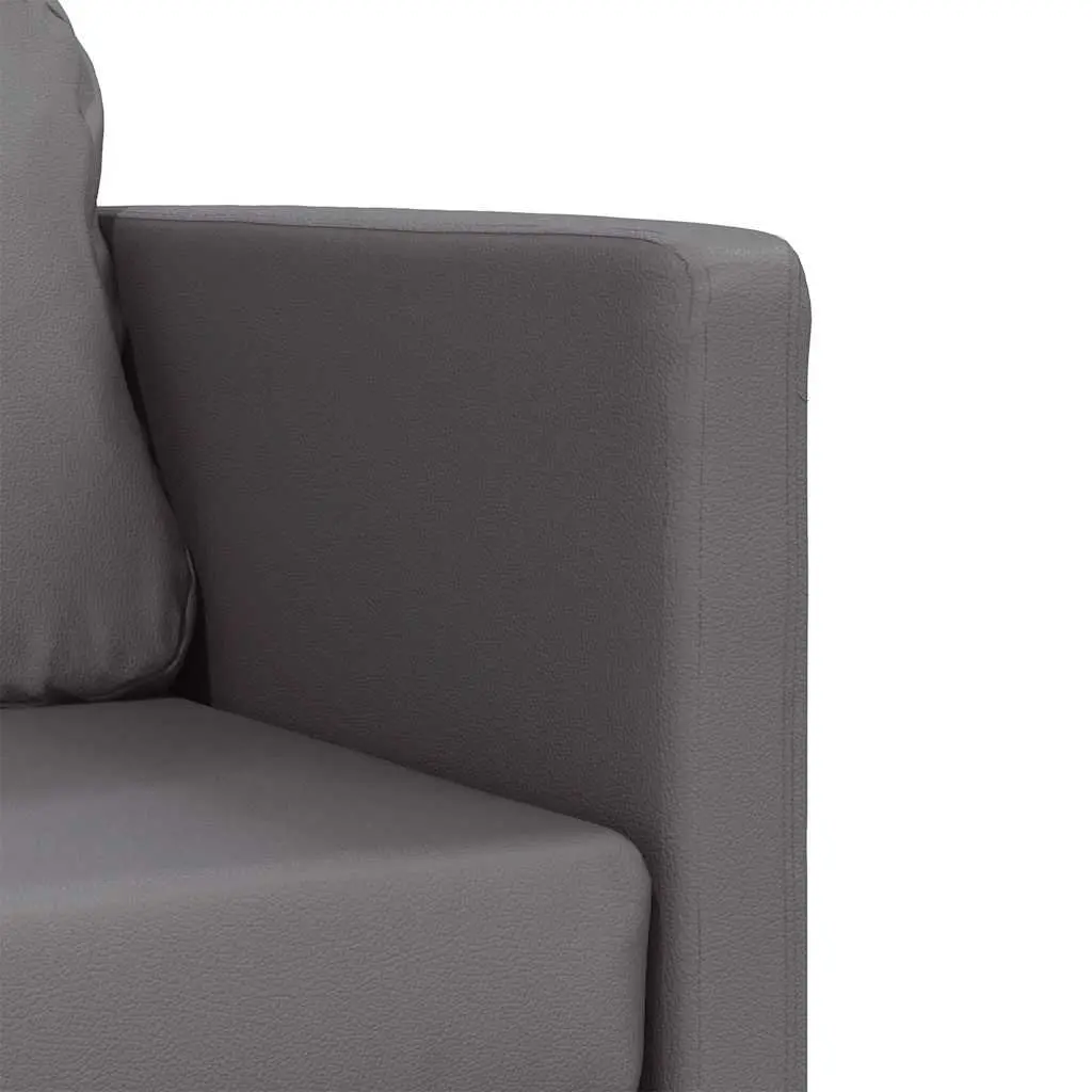 Floor Sofa Bed Convertible Faux Leather Grey 2-in-1 Loveseat