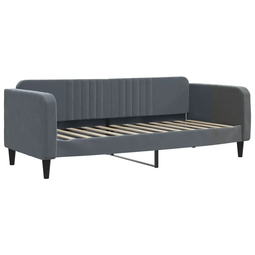 Day Bed Sofa Bed Frame Velvet Grey 90x190 cm Sleeping Couch Guest Furniture