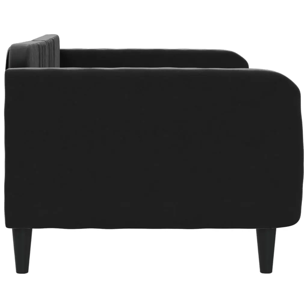 Day Bed Sofa Bed Black Velvet 90x190 cm Upholstered Sleeper