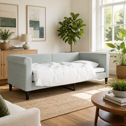 Practical Grey Velvet Day Bed for Living Rooms 90x190 cm