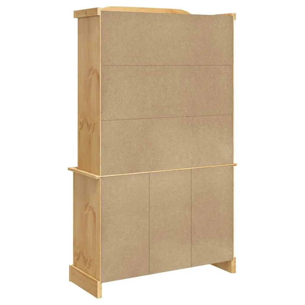 Highboard Brown Solid Pine Wood Storage Cabinet Sideboard Shelves Drawers Doors