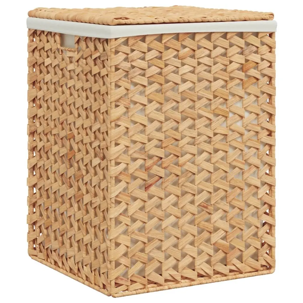 Laundry Baskets 2 pcs Water Hyacinth Brown Foldable Storage Bin Lid Handle