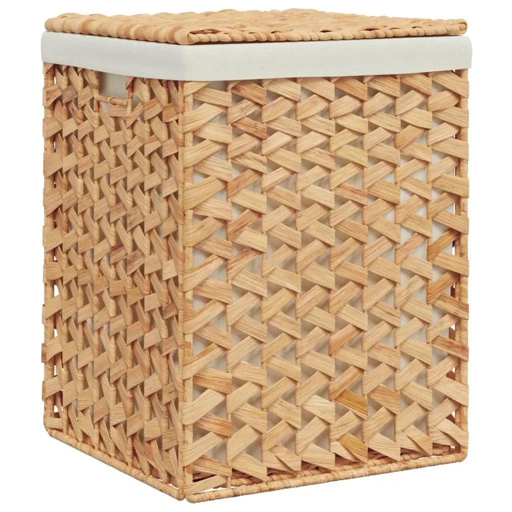 Laundry Baskets 2 pcs Water Hyacinth Brown Foldable Storage Bin Lid Handle