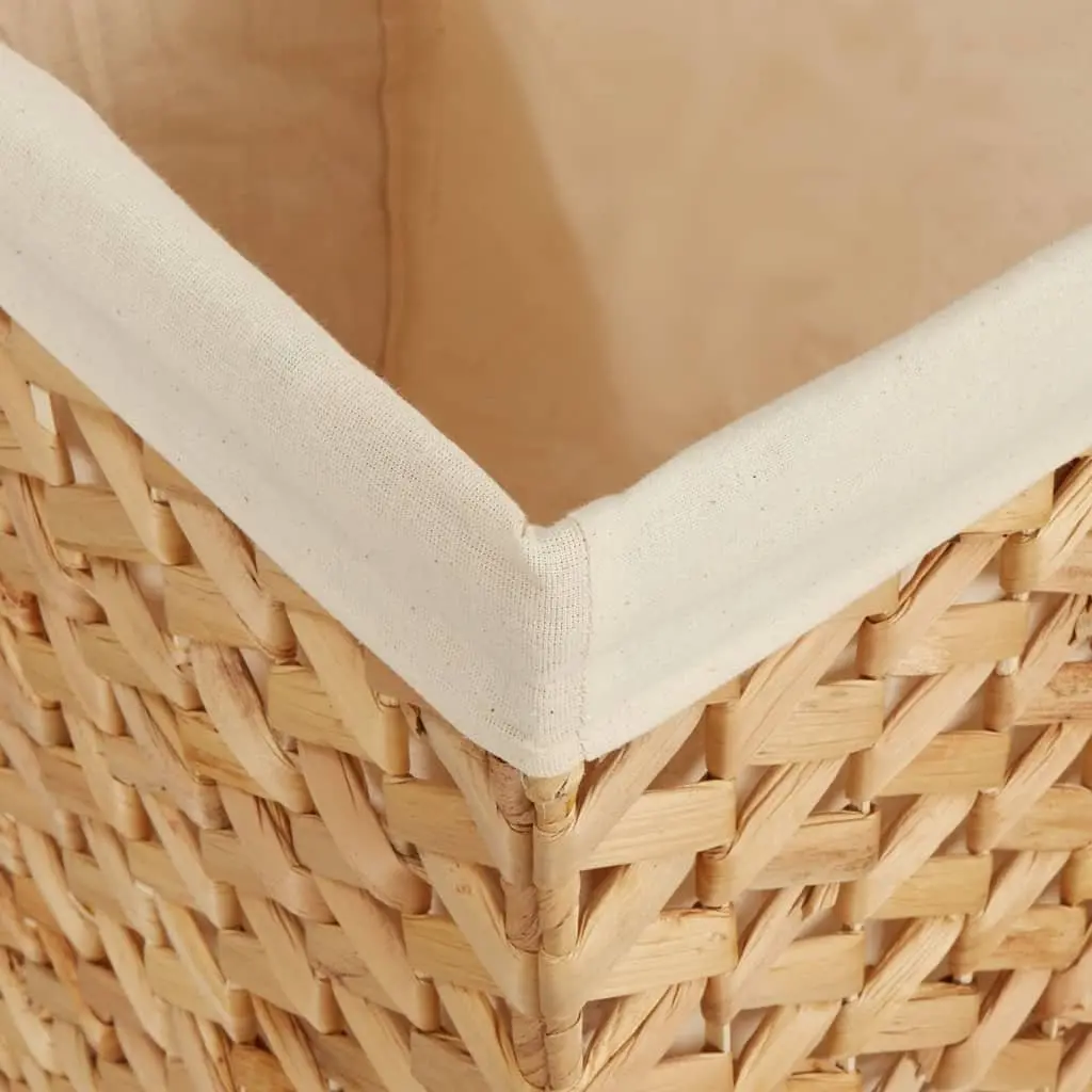 Laundry Baskets 2 pcs Water Hyacinth Brown Foldable Storage Bin Lid Handle