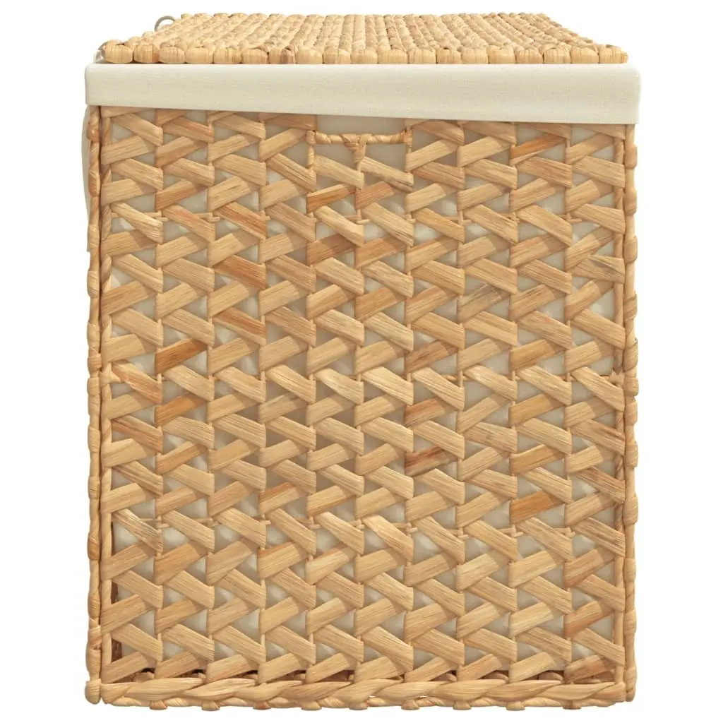 Laundry Basket 3 Sections Water Hyacinth Brown Foldable Storage Hamper Household