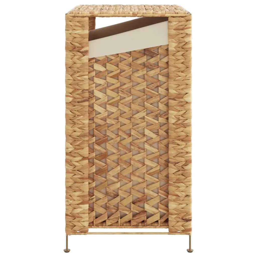Laundry Basket Water Hyacinth 44x34x64 cm Brown Storage Hamper with Lid Handle