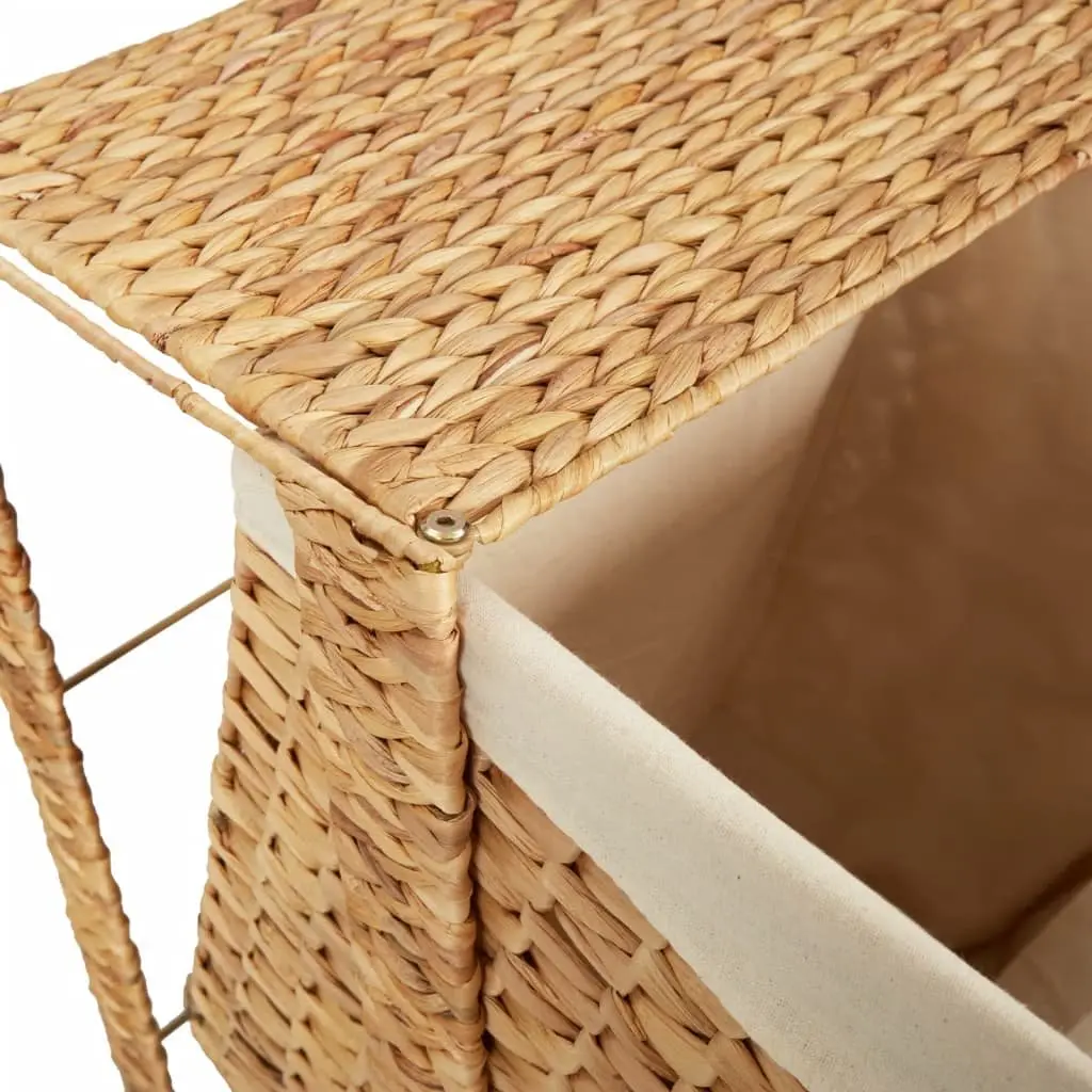 Laundry Basket Water Hyacinth 44x34x64 cm Brown Storage Hamper with Lid Handle