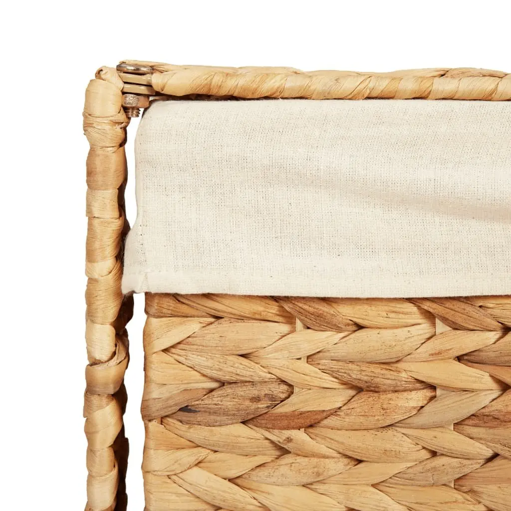 Laundry Basket Water Hyacinth 44x34x64 cm Brown Storage Hamper with Lid Handle
