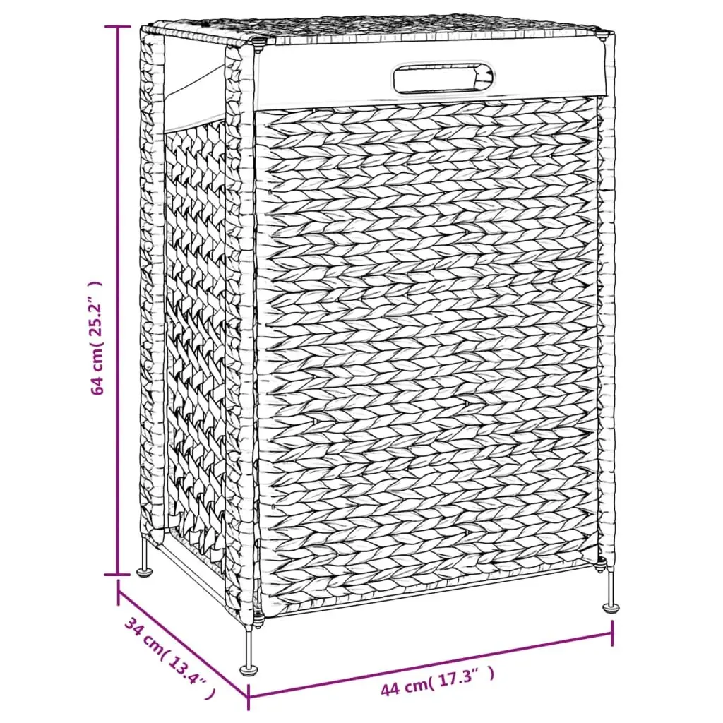 Laundry Basket Water Hyacinth 44x34x64 cm Brown Storage Hamper with Lid Handle